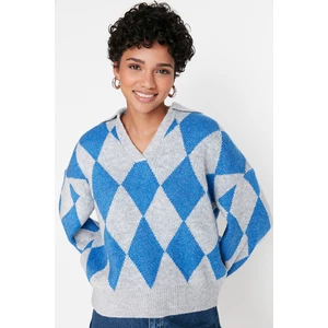 Trendyol Gray Wide fit Soft Textured Patterned Knitwear Sweater