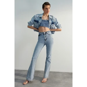 Trendyol Limited Edition Blue Stones Super High Waist Flare Jeans