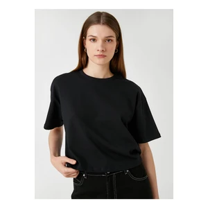 Koton Crew Neck Plain Black Women's T-shirt 3sak50014ek