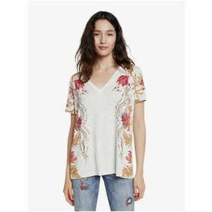 Cream Women's T-Shirt Desigual TS Praga - Women