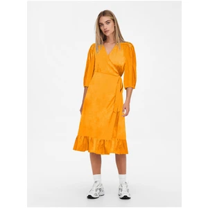 Orange Ladies Satin Wrap Midishats ONLY Olivia - Women