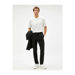 Koton A Judge Collar T-Shirt with Half-Zip Detail, Short Sleeves.