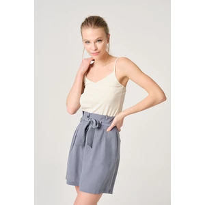 Dagi Blue Cupro Tie Waist Shorts