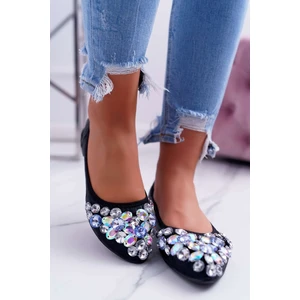 Women’s Ballerinas With Decorative Stones Black Crystal