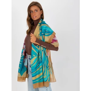 Camel cotton scarf with prints