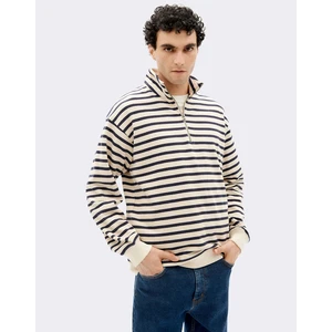 Thinking MU Navy Stripes Challenger Sweatshirt ECRU S