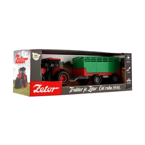 Traktor Zetor červený s vlekom 36 cm na zotrvačník