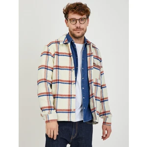 Cream Men's Plaid Shirt Blend - Men