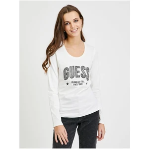 White Women's Long Sleeve T-Shirt Guess Mirela - Women