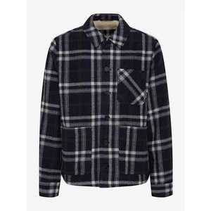 Dark Blue Shirt Plaid Jacket Blend - Men