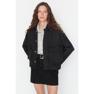 Trendyol Black Pocket Detailed Oversize Denim Jacket