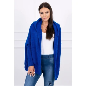 Hooded sweater with batwing sleeve mauve-blue