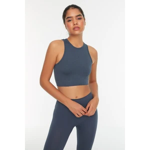 Trendyol Navy Blue Seamless Ribbed Halter Neck Sports Bra