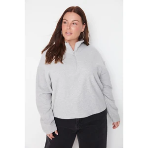 Trendyol Curve Plus Size Sweatshirt - Gray - Regular fit