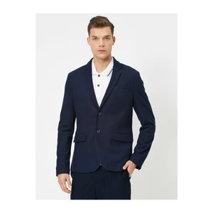 Koton Férfi Navy Blue Pocket részletes gombos blézer kabát