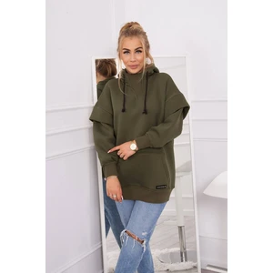 Insulated sweatshirt with turtleneck in khaki color