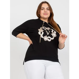 Black women's blouse plus size with 3/4 sleeves