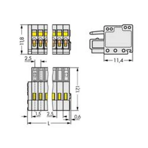 Zásuvkový konektor na kabel WAGO 733-108/000-9037, 22.10 mm, pólů 8, rozteč 2.50 mm, 100 ks