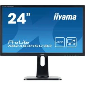 24" iiyama XB2483HSU-B3: AMVA, FullHD@75Hz, 250cd/m2, 4ms, VGA, HDMI, DP, USB, height, pivot, černý