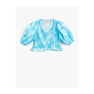 Koton Ruffle Crop Blouse Balloon Sleeves