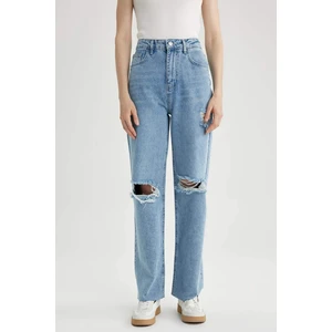 DEFACTO 90's Wide Leg Ripped Detailed Jean Long Trousers