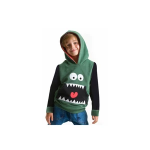 Denokids Gluttony Monster Hooded Khaki Black Boys' Sweatshirt.