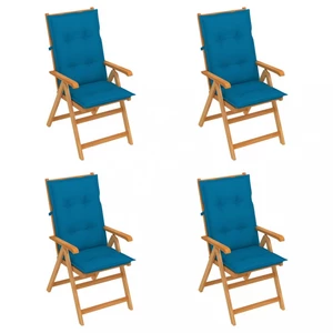Skladacia záhradná stolička s poduškami teak / látka Dekorhome Svetlo modrá,Skladacia záhradná stolička s poduškami teak / látka Dekorhome Svetlo modr
