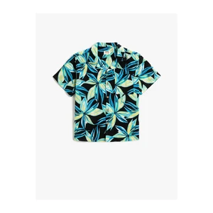 Koton Floral Patterned Short Sleeve Shirt with Pocket Detail Cotton.