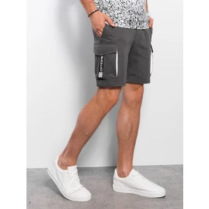 Ombre Men's shorts with cargo pockets - dark grey