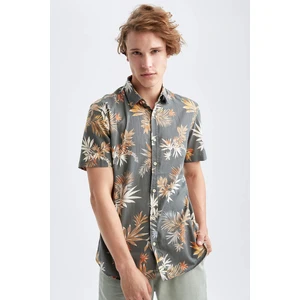 DEFACTO Regular Fit Poplin Printed Short Sleeve Shirt