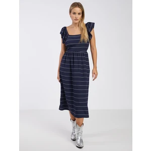 Dark blue ladies striped midishats VILA Rita - Ladies