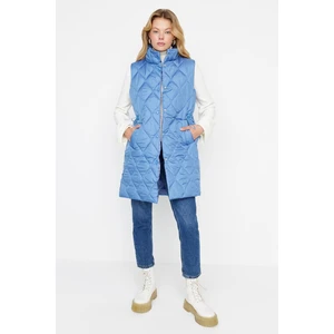 Trendyol Blue Quilted Waist Rope Lined Vest