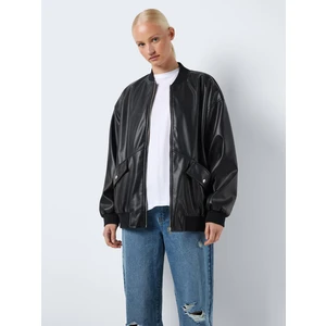 Black Leatherette Oversize Bomber Noisy May Ronja - Women