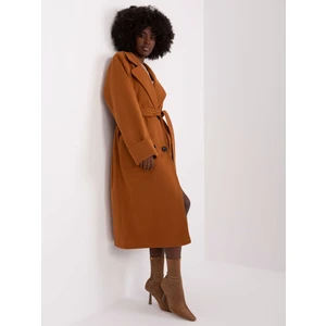 Light brown long coat with button fastening