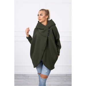 Sweatshirt with short zipper in khaki color