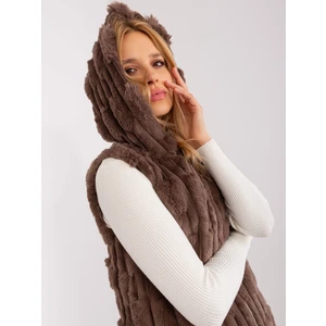 Brown fur vest with zipper