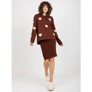 Dark brown casual set with sweatshirt and dress