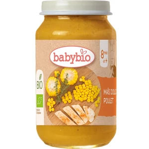 BABYBIO  Bio sladká kukurica s farmárskym kuracím mäsom 200 g