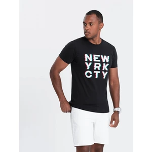 Ombre Men's printed cotton t-shirt - black