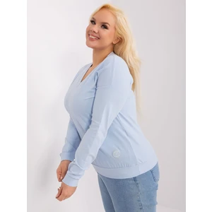 Light blue plus size blouse with neckline