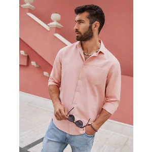 Ombre Men's REGULAR FIT shirt with pocket - pink