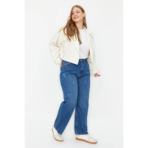 Trendyol Curve Light Blue High Waist Wide Cut Jeans