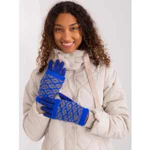 Cobalt blue gloves with knitted overlay