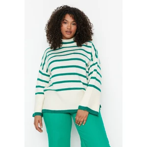 Trendyol Curve Green Striped Knitwear Sweater