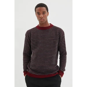 Trendyol Claret Red Men Regular Crew Neck Jacquard Sweater