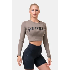 Dámský crop top s dlouhým rukávem Nebbia Sporty Hero 585  Mocha