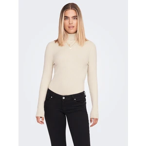 Beige Women's Ribbed Turtleneck ONLY Karol - Ladies