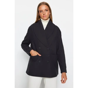 Trendyol Anthracite Oversize Wide Cut Shawl Collar Stamped Coat