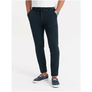 Ombre Men's knitted pants with elastic waistband - navy blue