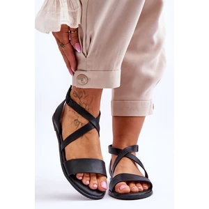 Leather ankle sandals Big Star Black